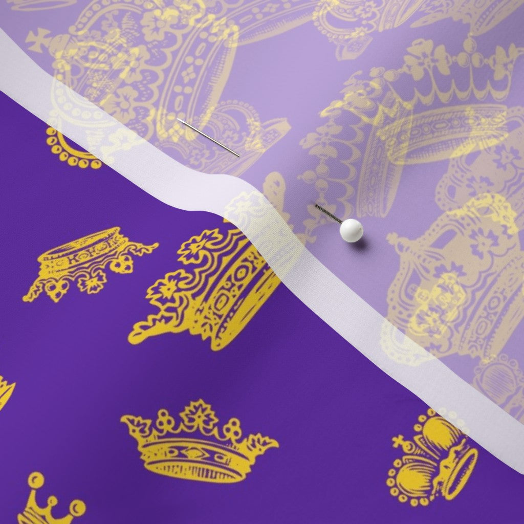 Royal Crowns Golden Yellow+Royal Purple Chiffon Printed Fabric by Studio Ten Design