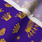 Royal Crowns Golden Yellow+Royal Purple Cotton Poplin Printed Fabric by Studio Ten Design