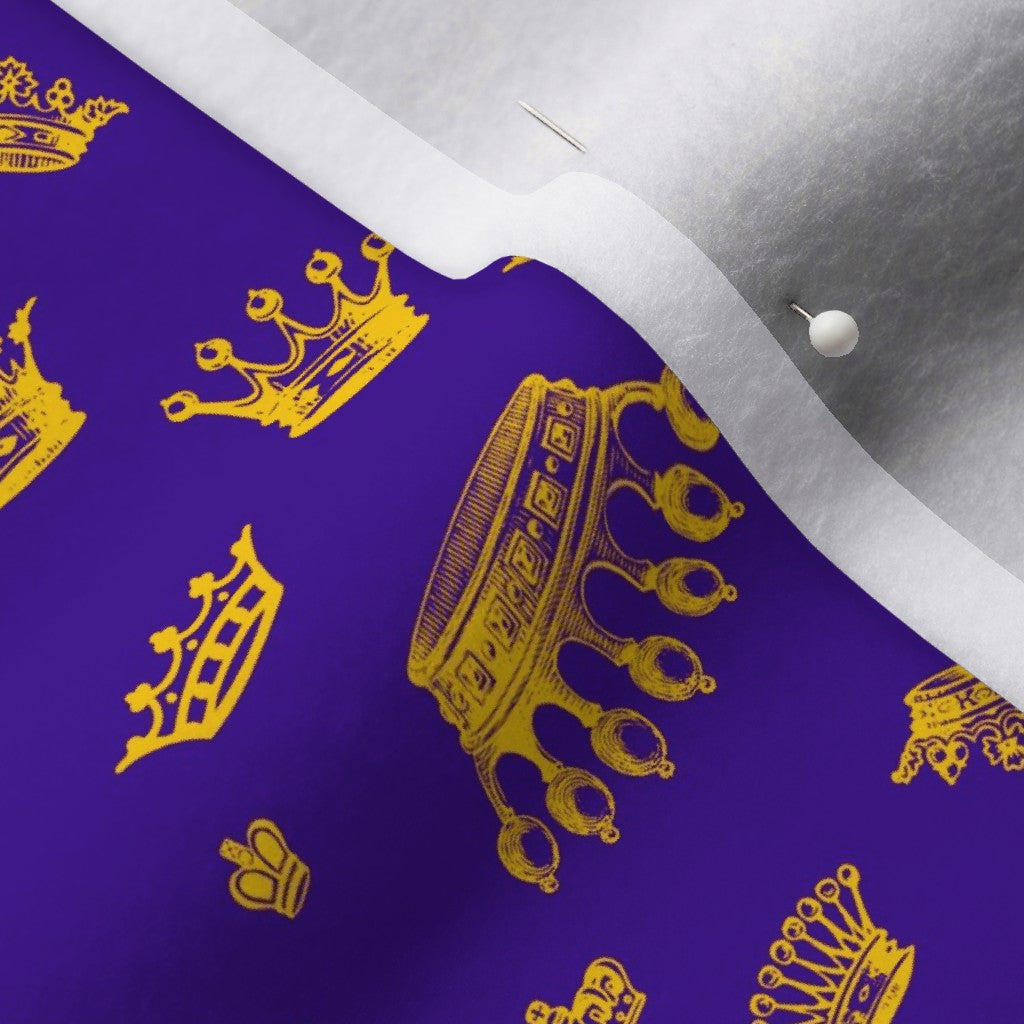 Royal Crowns Golden Yellow+Royal Purple Polartec® Fleece Printed Fabric by Studio Ten Design
