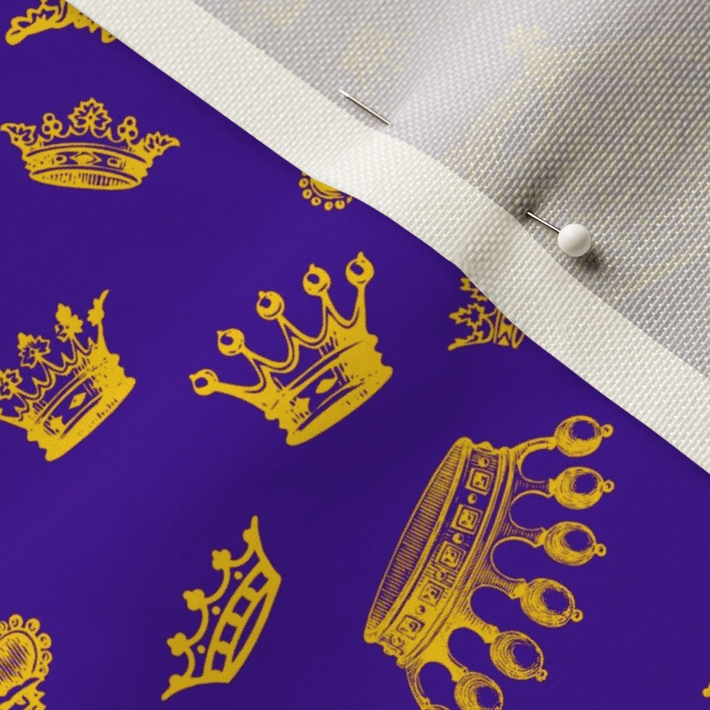 Royal Crowns Golden Yellow+Royal Purple Celosia Velvet Printed Fabric by Studio Ten Design