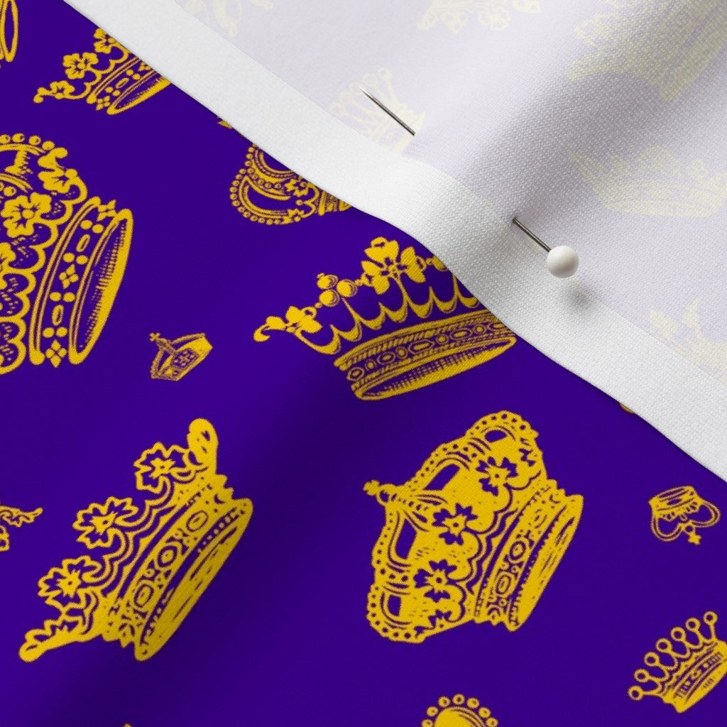 Royal Crowns Golden Yellow+Royal Purple Sport Lycra Printed Fabric by Studio Ten Design