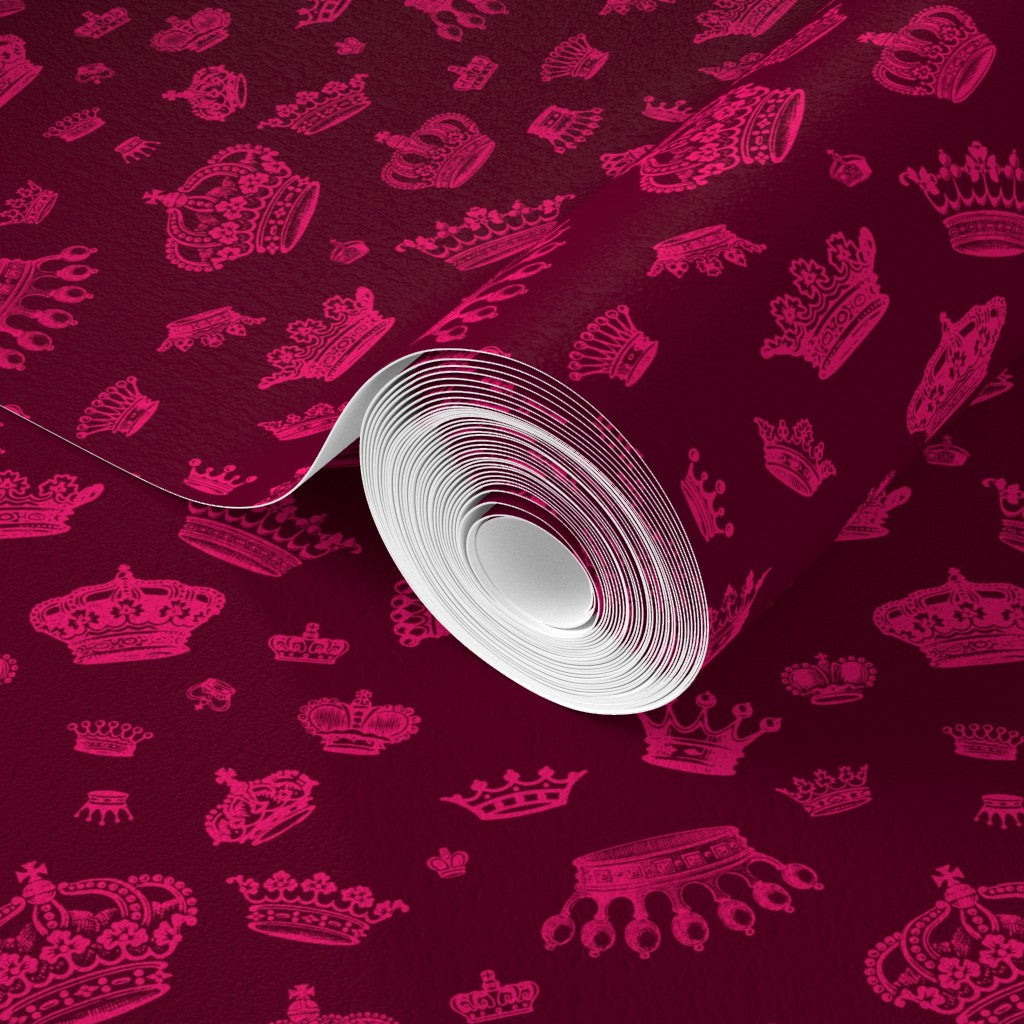Royal Crowns (Hot Pink + Maroon) Wallpaper