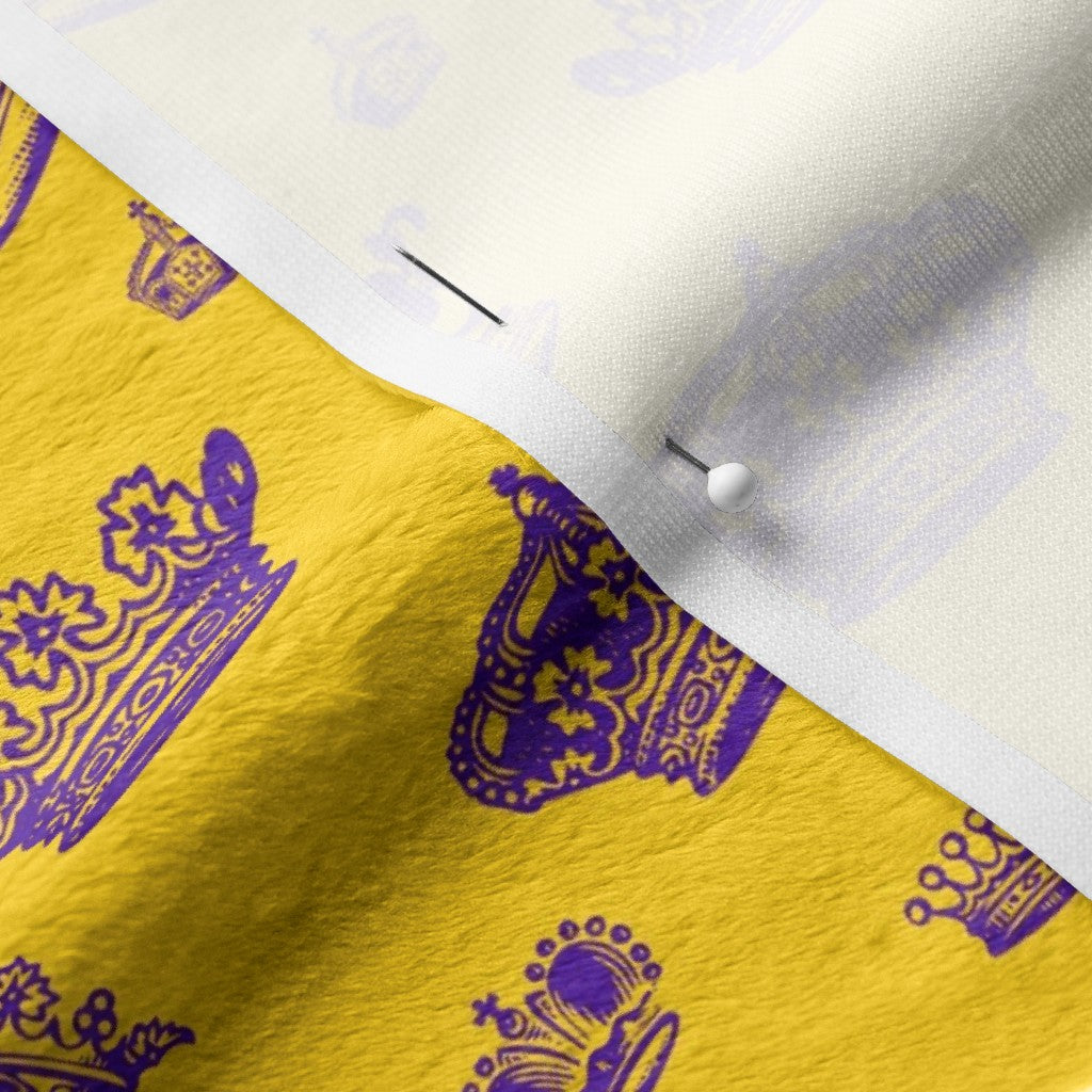 Royal Crowns Royal Purple+Golden Yellow Minky Printed Fabric by Studio Ten Design