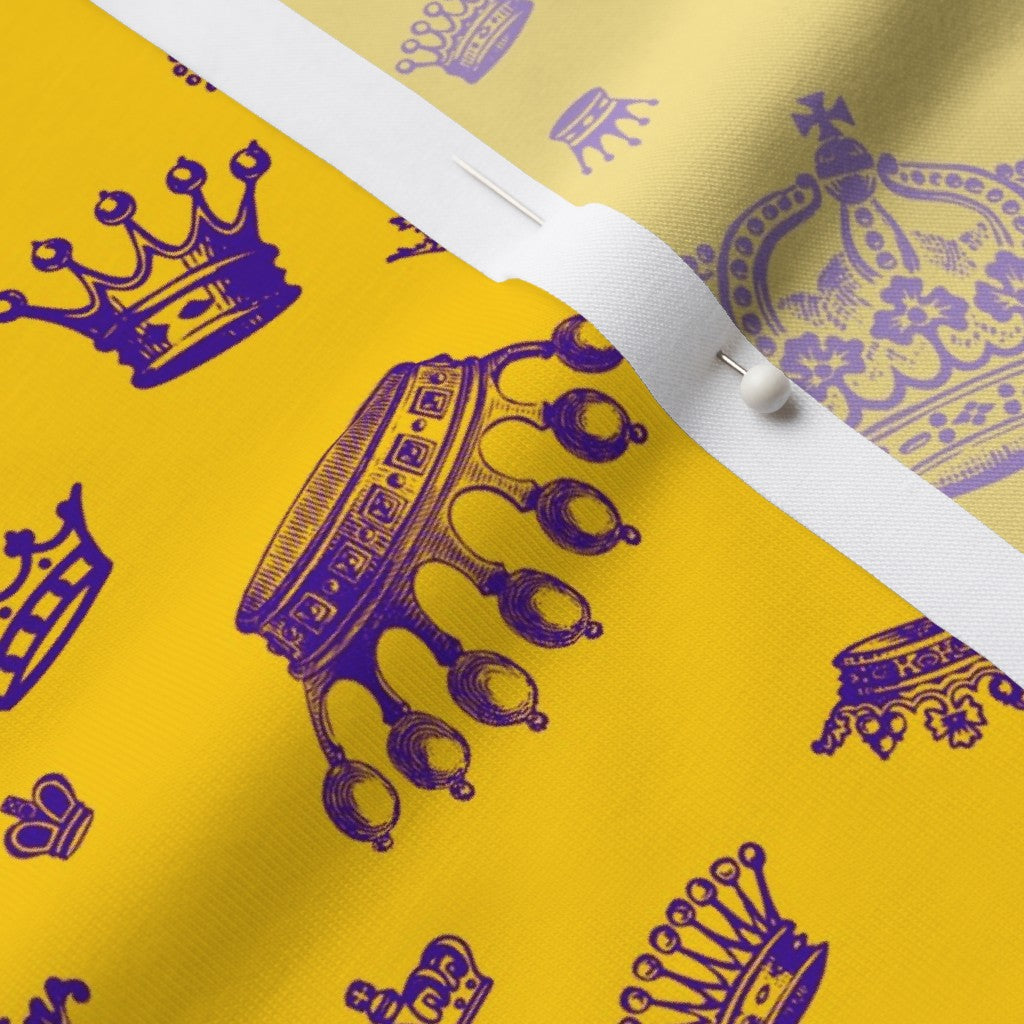 Royal Crowns Royal Purple+Golden Yellow Modern Jersey Printed Fabric by Studio Ten Design