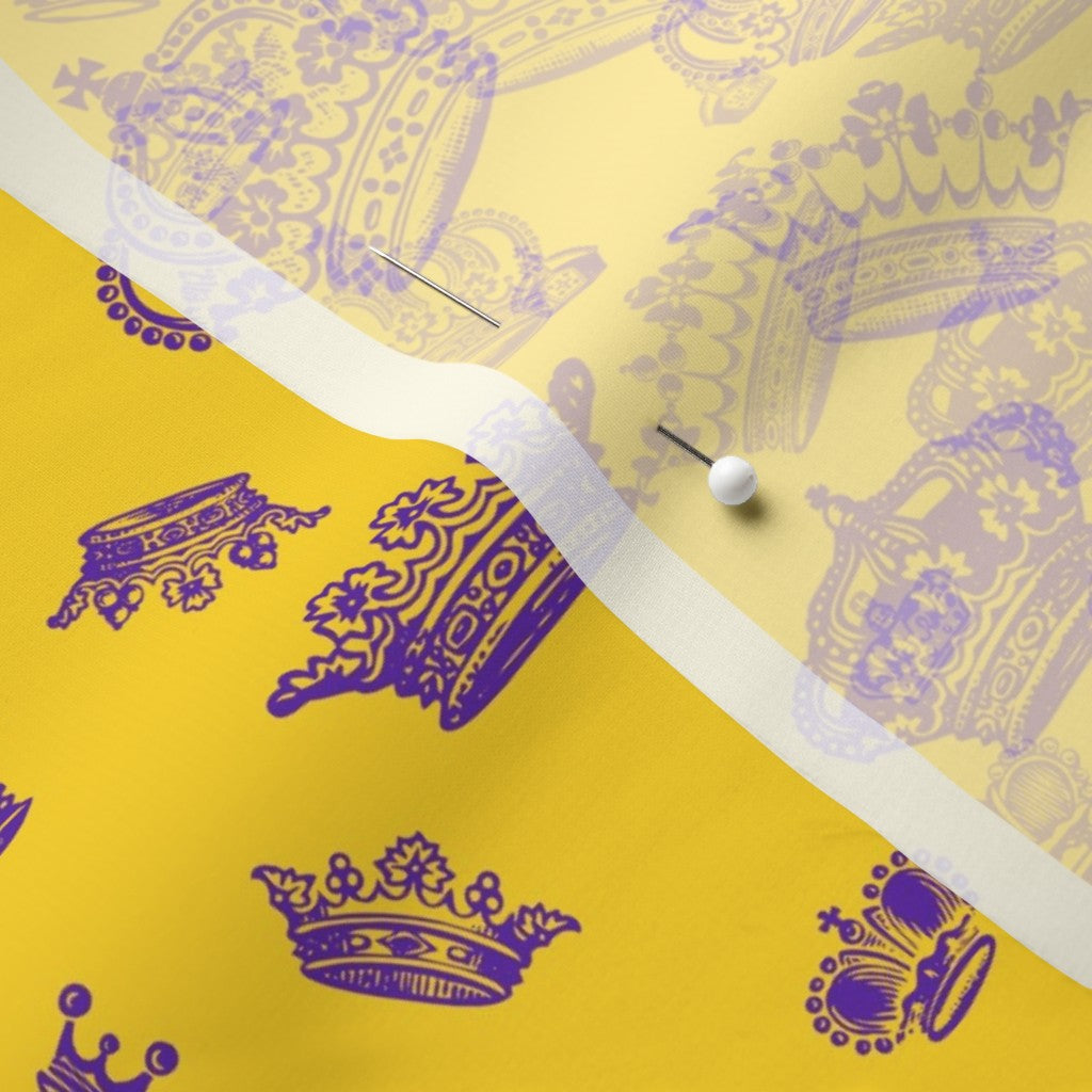 Royal Crowns Royal Purple+Golden Yellow Chiffon Printed Fabric by Studio Ten Design