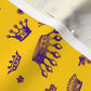 Royal Crowns Royal Purple+Golden Yellow Longleaf Sateen Grand Printed Fabric by Studio Ten Design