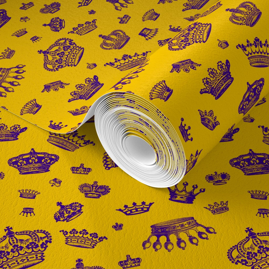 Royal Crowns (Royal Purple + Golden Yellow) Wallpaper