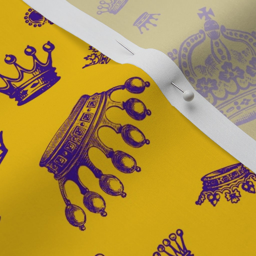 Royal Crowns Royal Purple+Golden Yellow Perennial Sateen Grand Printed Fabric by Studio Ten Design