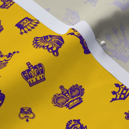 Royal Crowns Royal Purple+Golden Yellow Cotton Lawn Printed Fabric by Studio Ten Design
