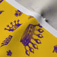 Royal Crowns Royal Purple+Golden Yellow Dogwood Denim Printed Fabric by Studio Ten Design