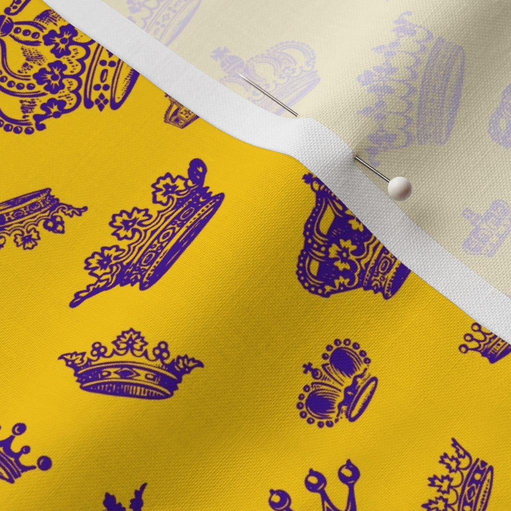 Royal Crowns Royal Purple+Golden Yellow Petal Signature Cotton Printed Fabric by Studio Ten Design