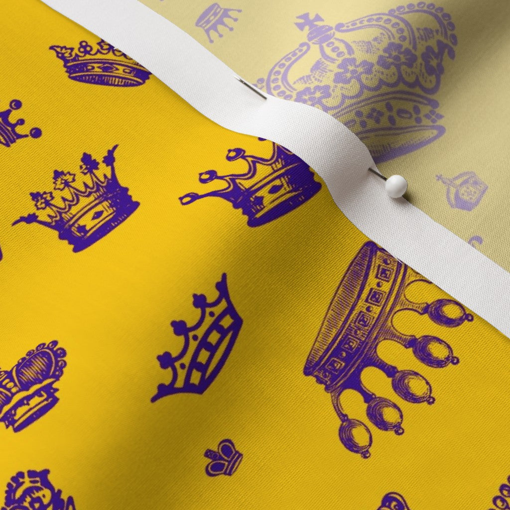 Royal Crowns Royal Purple+Golden Yellow Cotton Poplin Printed Fabric by Studio Ten Design