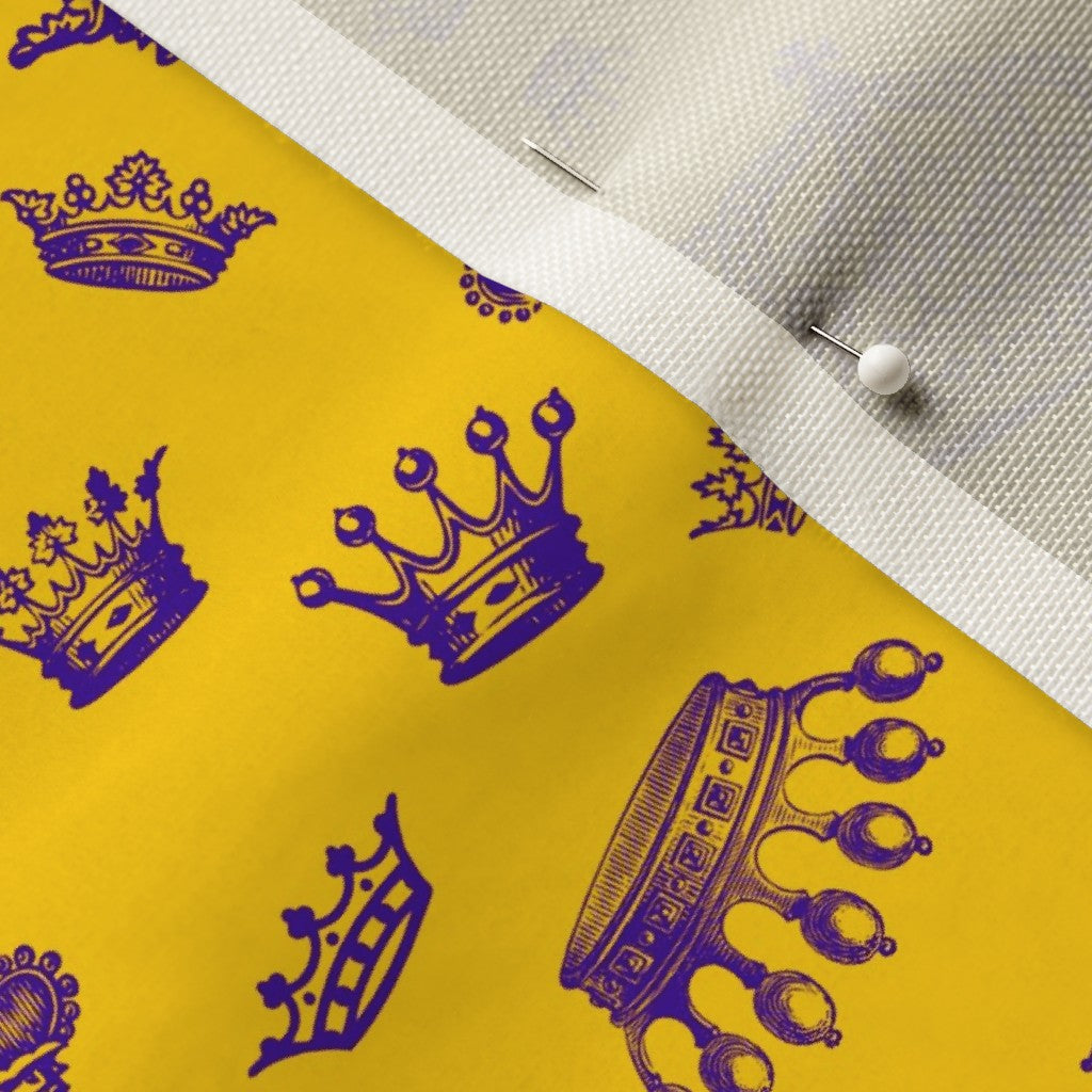 Royal Crowns Royal Purple+Golden Yellow Celosia Velvet Printed Fabric by Studio Ten Design