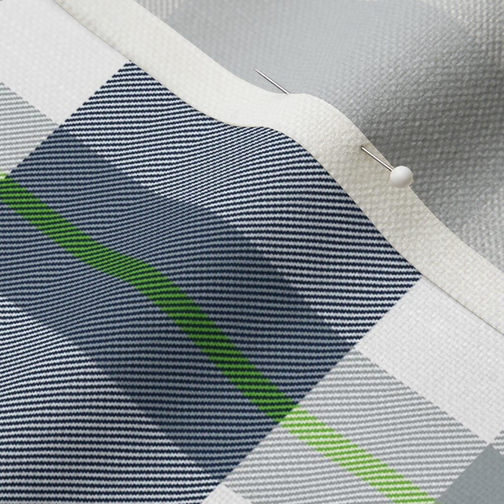 Team Plaid Seattle Seahawks Football Performance Linen Printed Fabric by Studio Ten Design