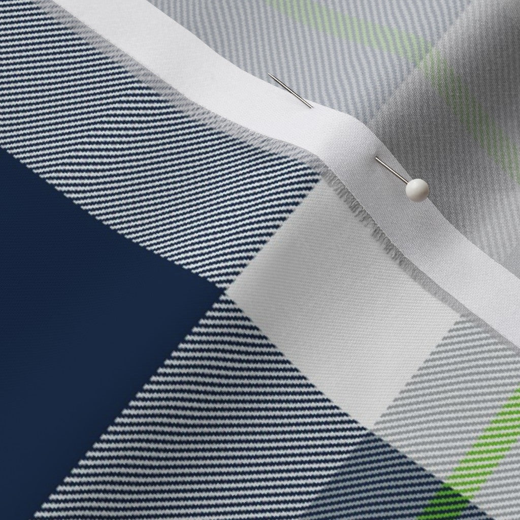 Team Plaid Seattle Seahawks Football Organic Cotton Sateen Printed Fabric by Studio Ten Design