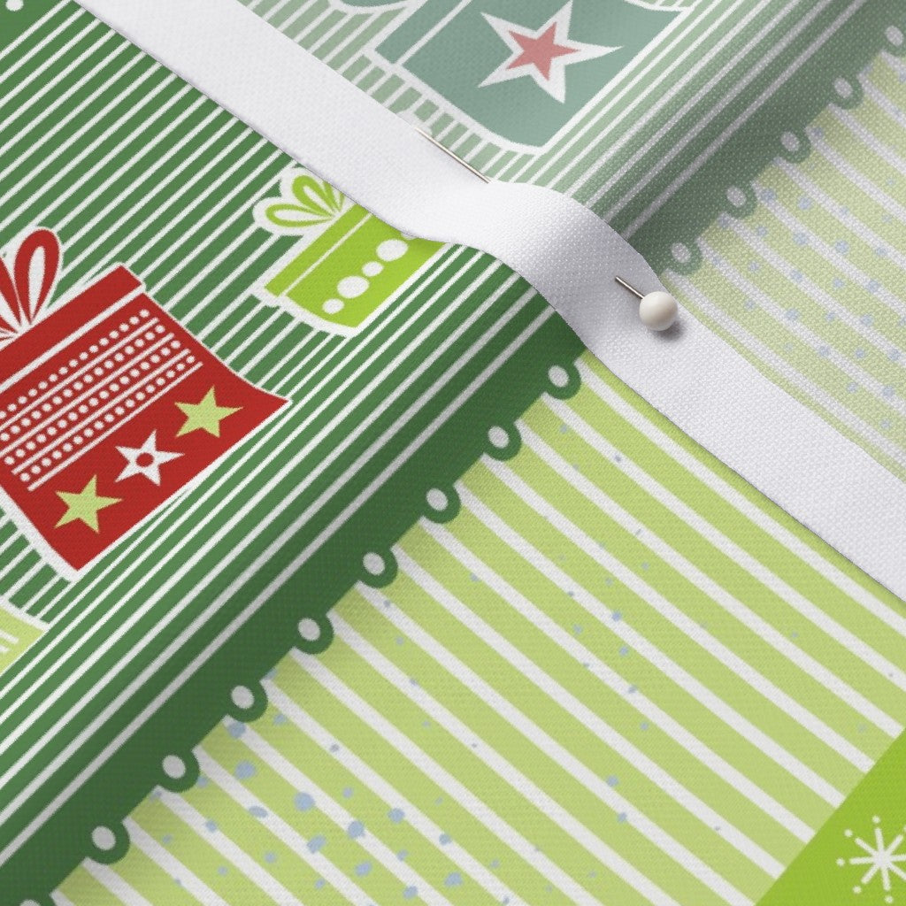 Christmas Ribbons Performance Piqué Printed Fabric by Studio Ten Design