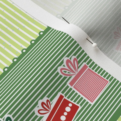 Christmas Ribbons Recycled Canvas Printed Fabric by Studio Ten Design