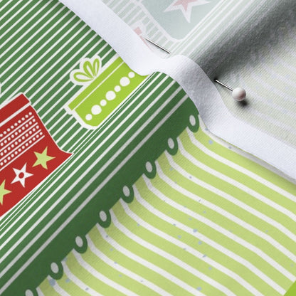 Christmas Ribbons Cotton Spandex Jersey Printed Fabric by Studio Ten Design