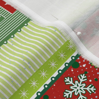 Christmas Ribbons Organic Sweet Pea Gauze Printed Fabric by Studio Ten Design