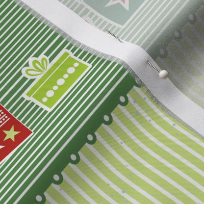 Christmas Ribbons Organic Cotton Sateen Printed Fabric by Studio Ten Design