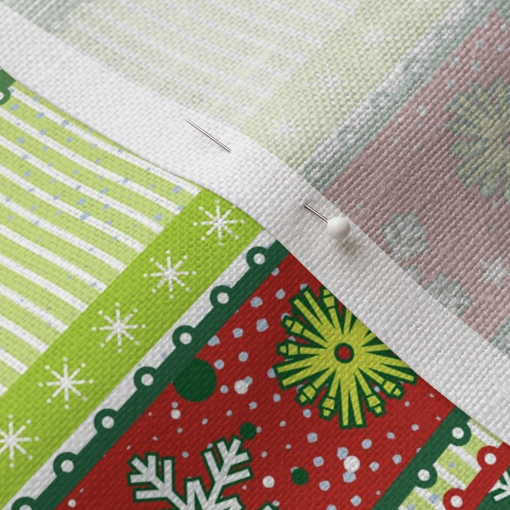 Christmas Ribbons Belgian Linen™ Printed Fabric by Studio Ten Design