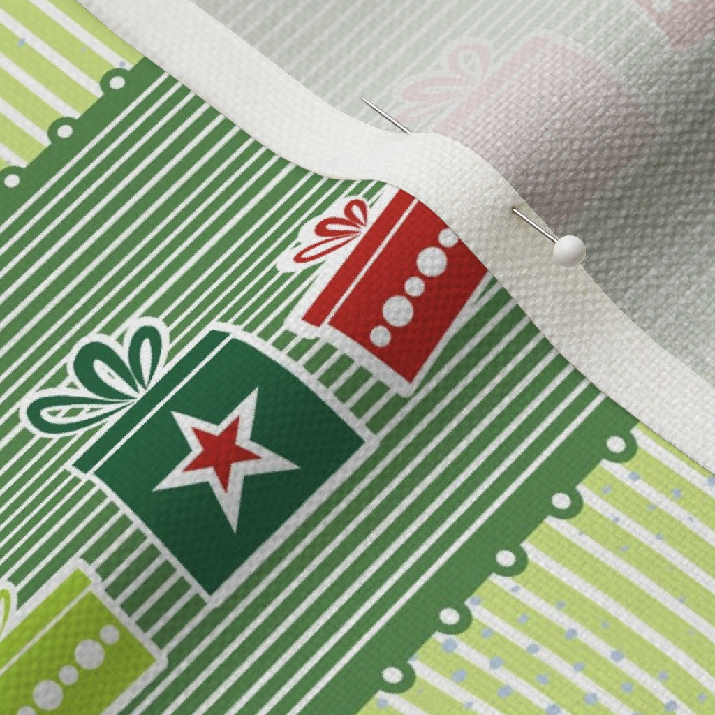Christmas Ribbons Performance Linen Printed Fabric by Studio Ten Design