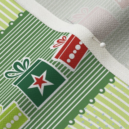 Christmas Ribbons Performance Linen Printed Fabric by Studio Ten Design