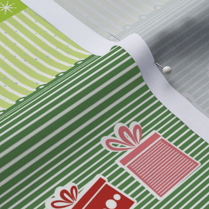 Christmas Ribbons Cotton Lawn Printed Fabric by Studio Ten Design