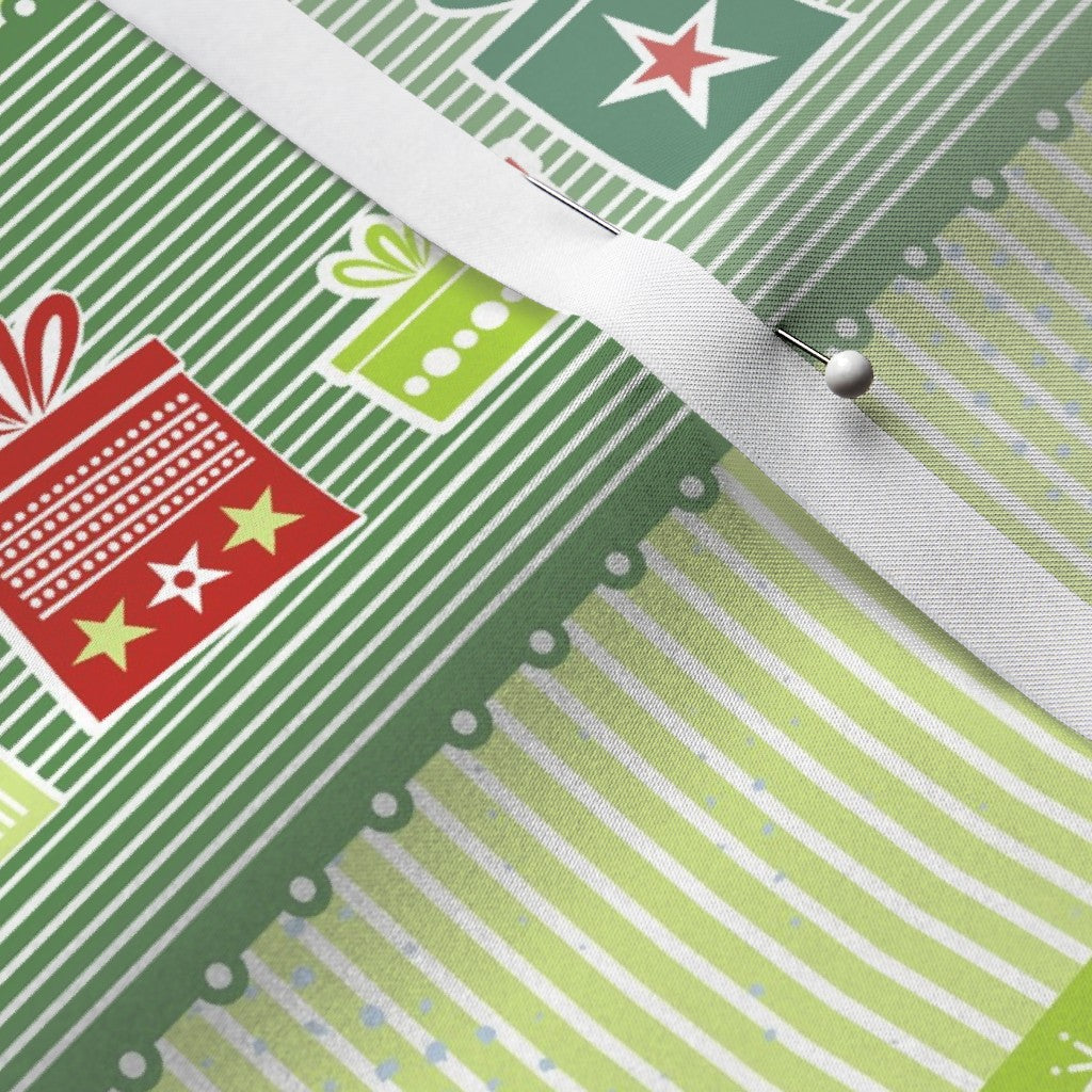 Christmas Ribbons Satin Printed Fabric by Studio Ten Design