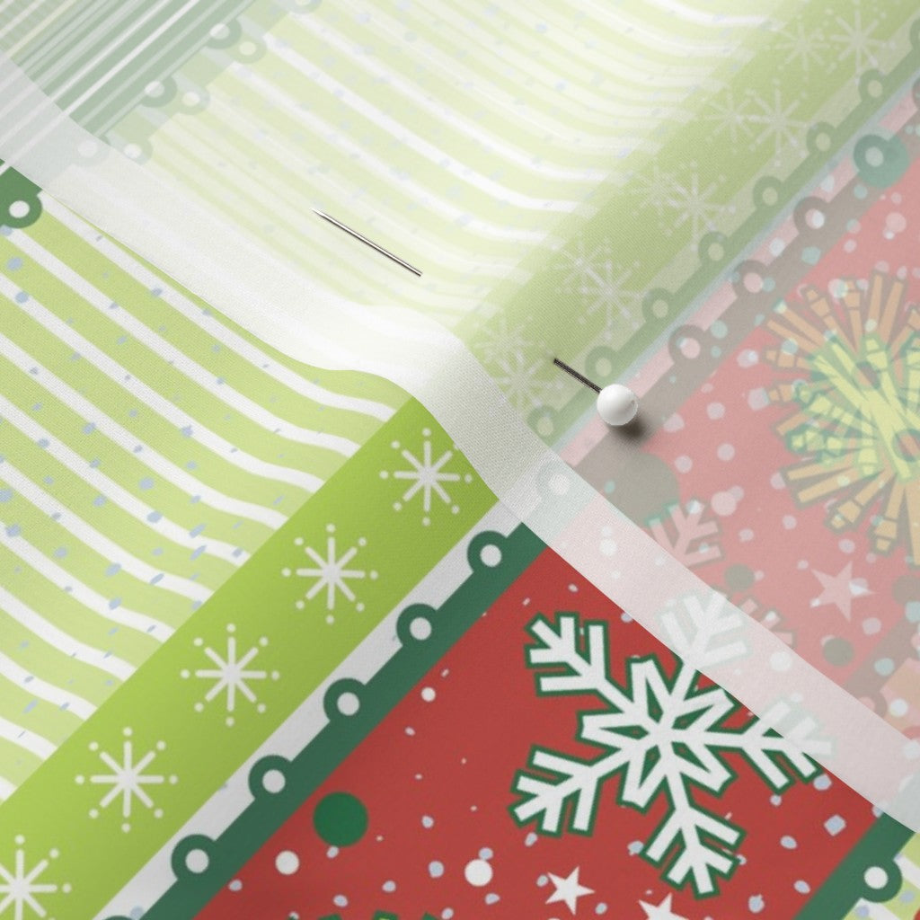 Christmas Ribbons Chiffon Printed Fabric by Studio Ten Design