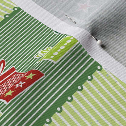 Christmas Ribbons Dogwood Denim Printed Fabric by Studio Ten Design