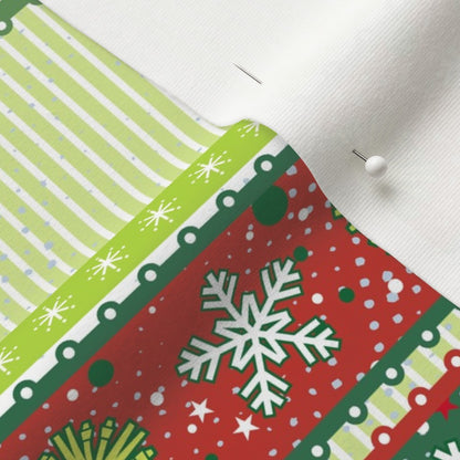 Christmas Ribbons Organic Cotton Knit Printed Fabric by Studio Ten Design