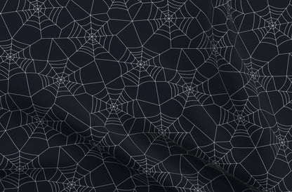 Spiderwebs Graphite Printed Fabric by Studio Ten Design