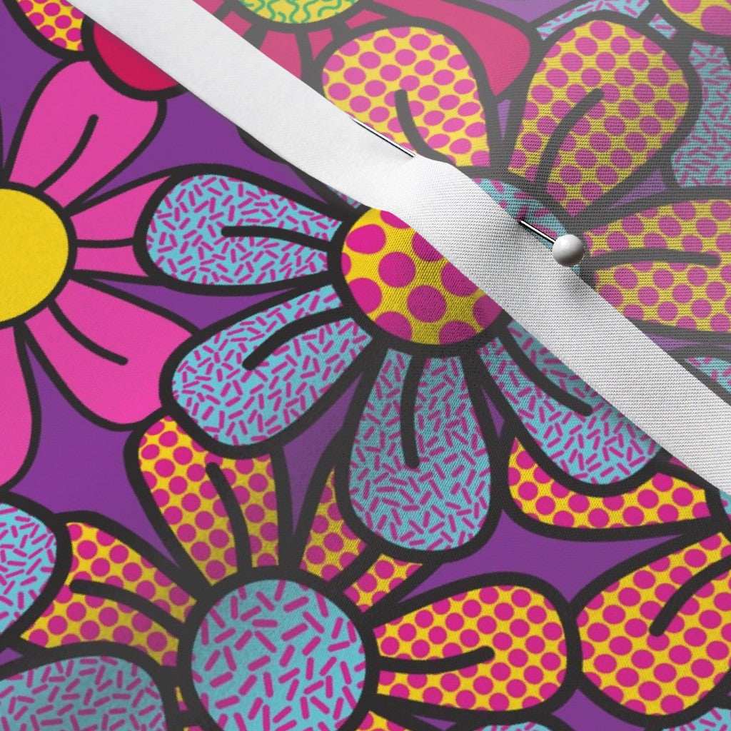 Flower Pop! Number 3 Satin Printed Fabric by Studio Ten Design
