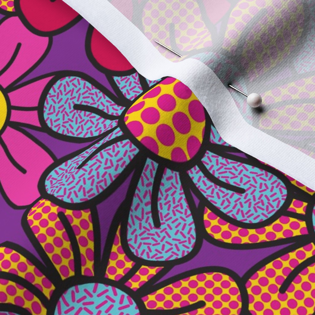 Flower Pop! Number 3 Cotton Spandex Jersey Printed Fabric by Studio Ten Design