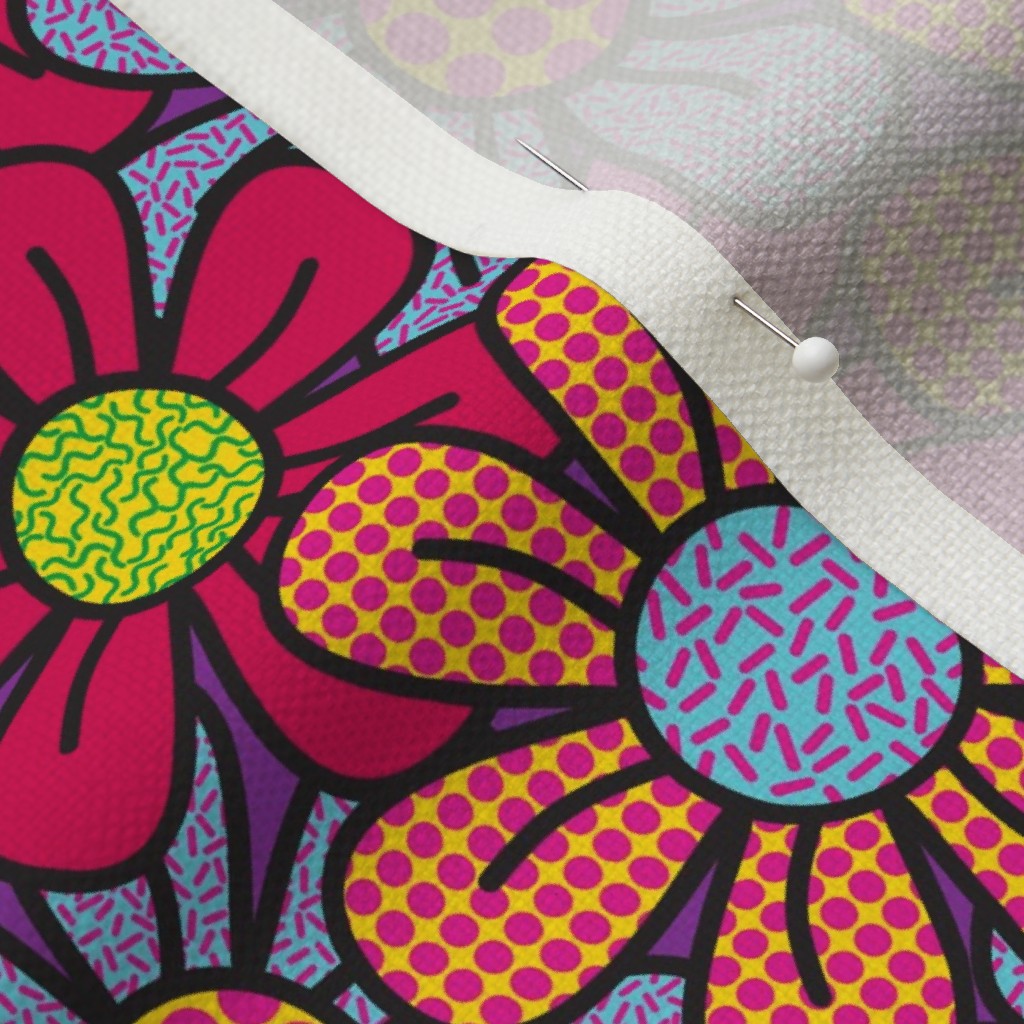 Flower Pop! Number 3 Performance Linen Printed Fabric by Studio Ten Design