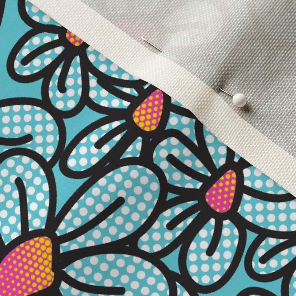 Flower Pop! Aqua Celosia Velvet Printed Fabric by Studio Ten Design