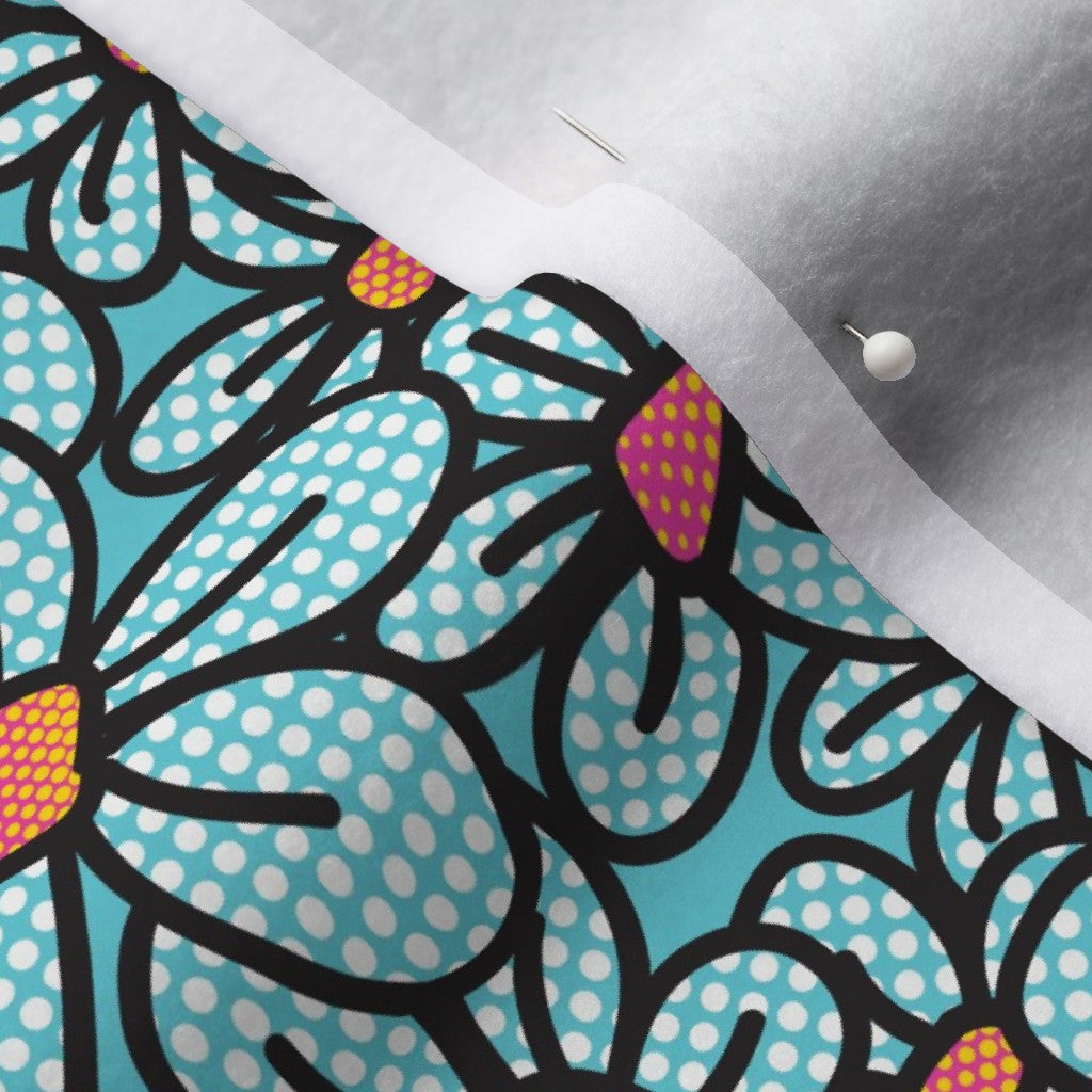 Flower Pop! Aqua Polartec® Fleece Printed Fabric by Studio Ten Design