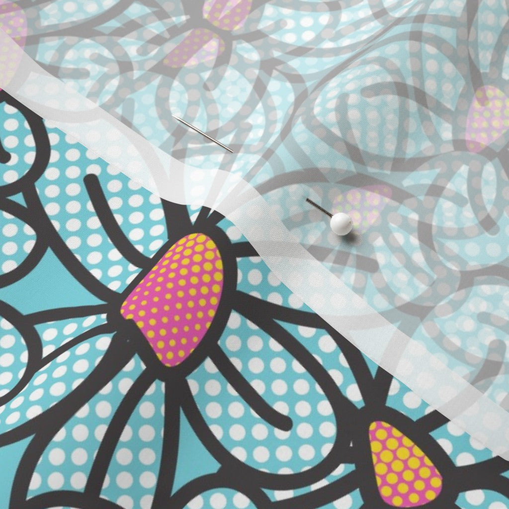 Flower Pop! Aqua Chiffon Printed Fabric by Studio Ten Design