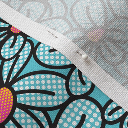 Flower Pop! Aqua Belgian Linen™ Printed Fabric by Studio Ten Design
