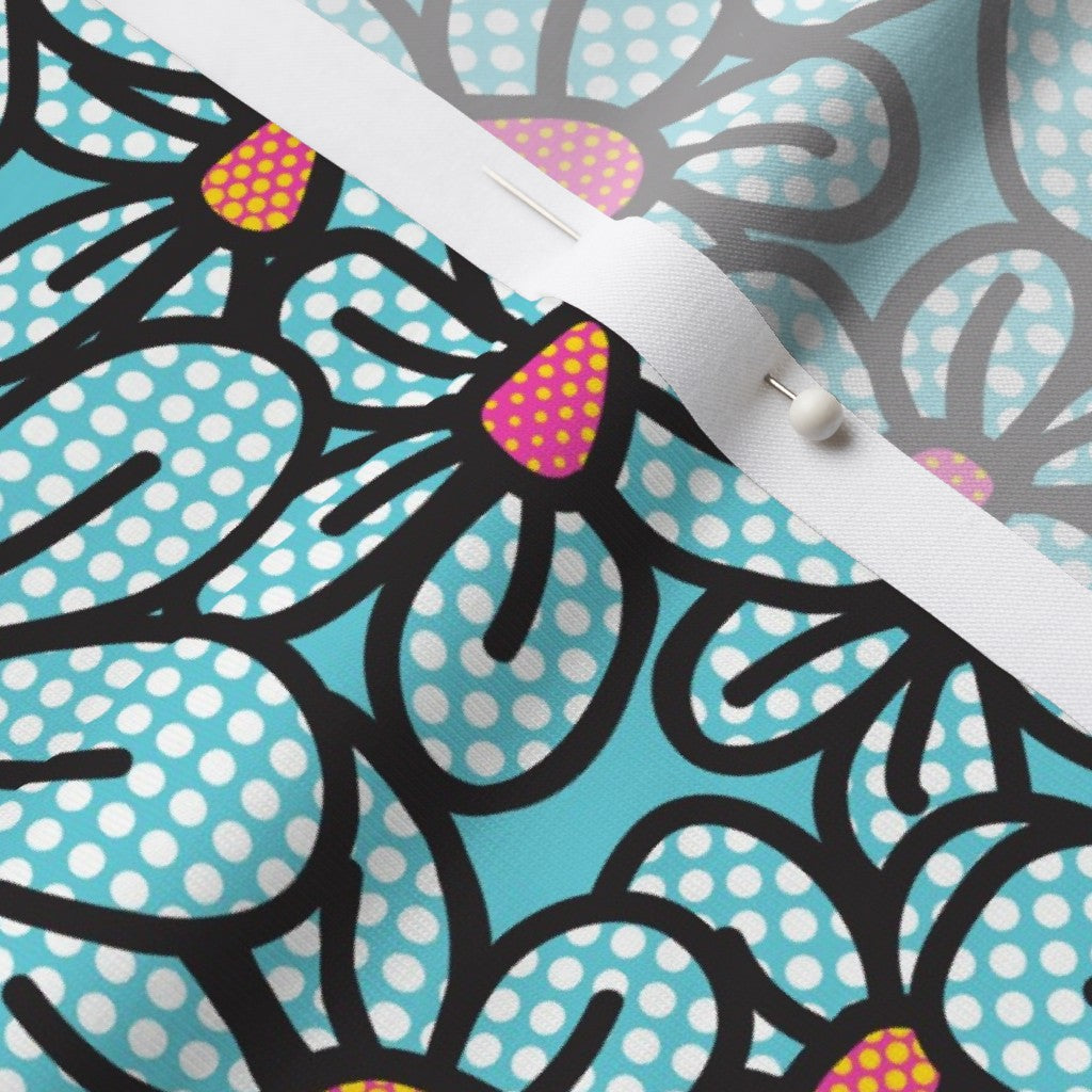 Flower Pop! Aqua Modern Jersey Printed Fabric by Studio Ten Design