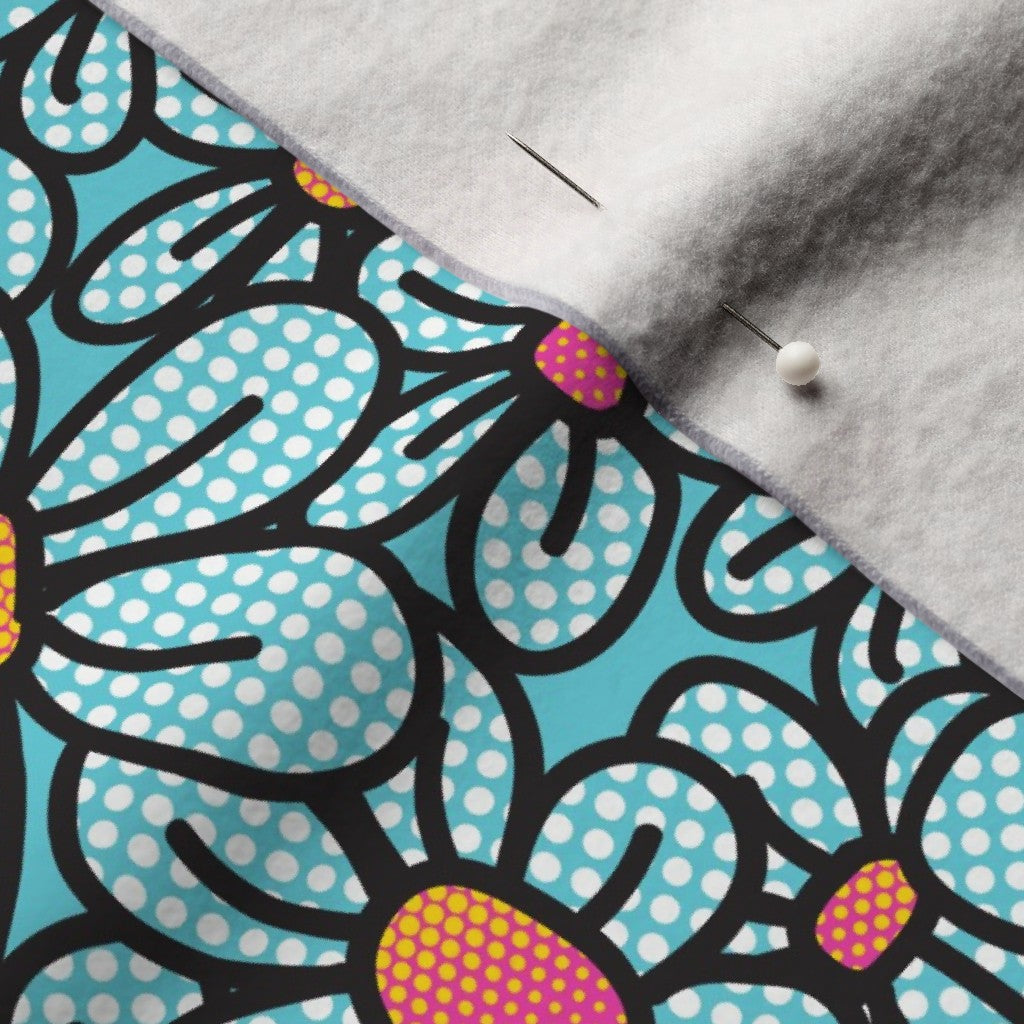 Flower Pop! Aqua Performance Velvet Printed Fabric by Studio Ten Design