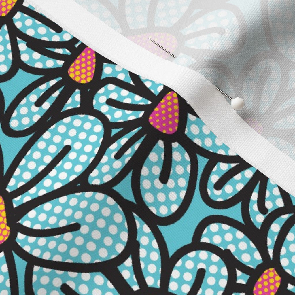 Flower Pop! Aqua Longleaf Sateen Grand Printed Fabric by Studio Ten Design