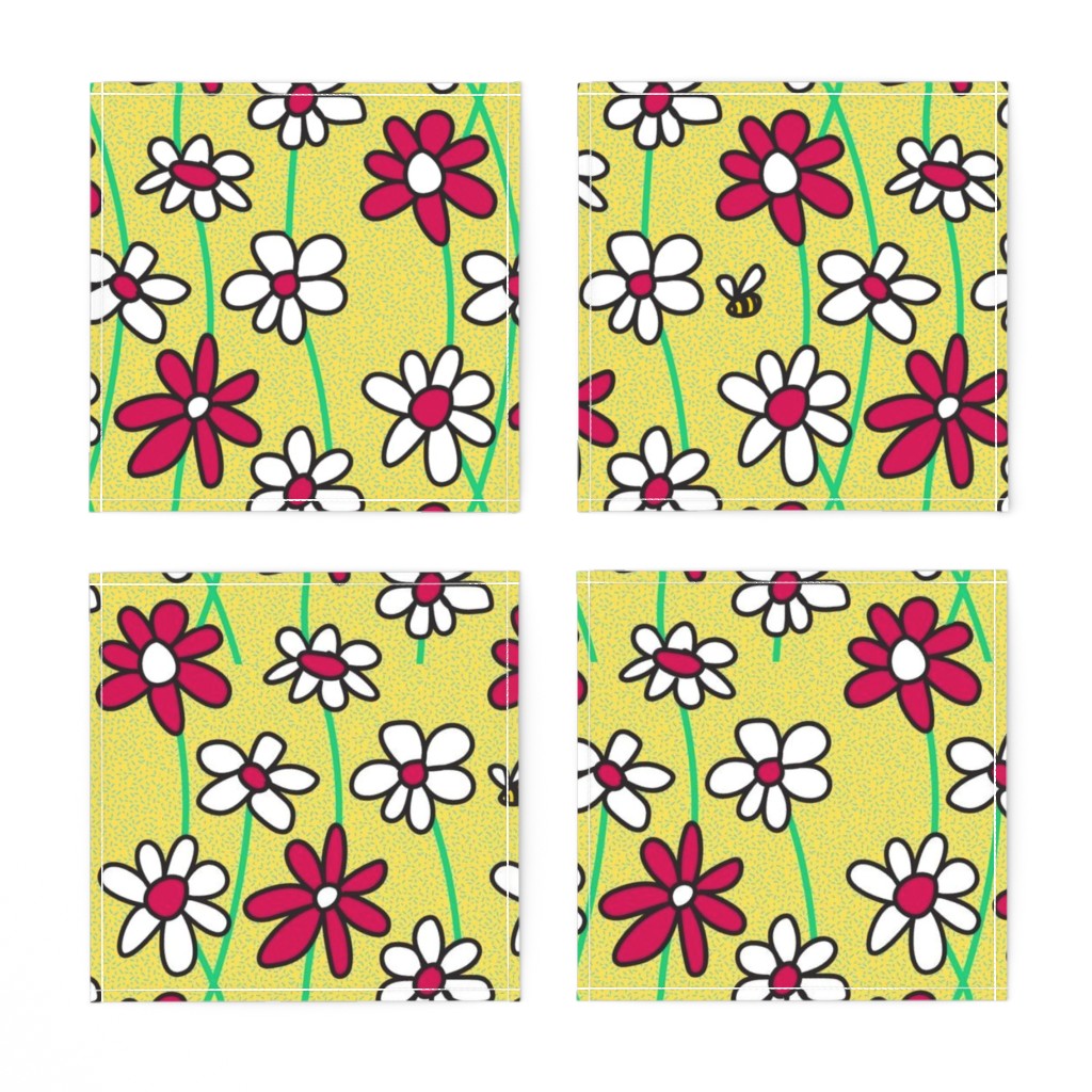 Flower Pop! Field of Daisies Cloth Cocktail Napkins