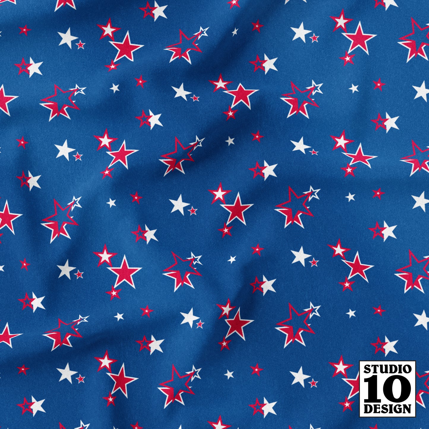 Americana Stars on Blue Printed Fabric by Studio Ten Design