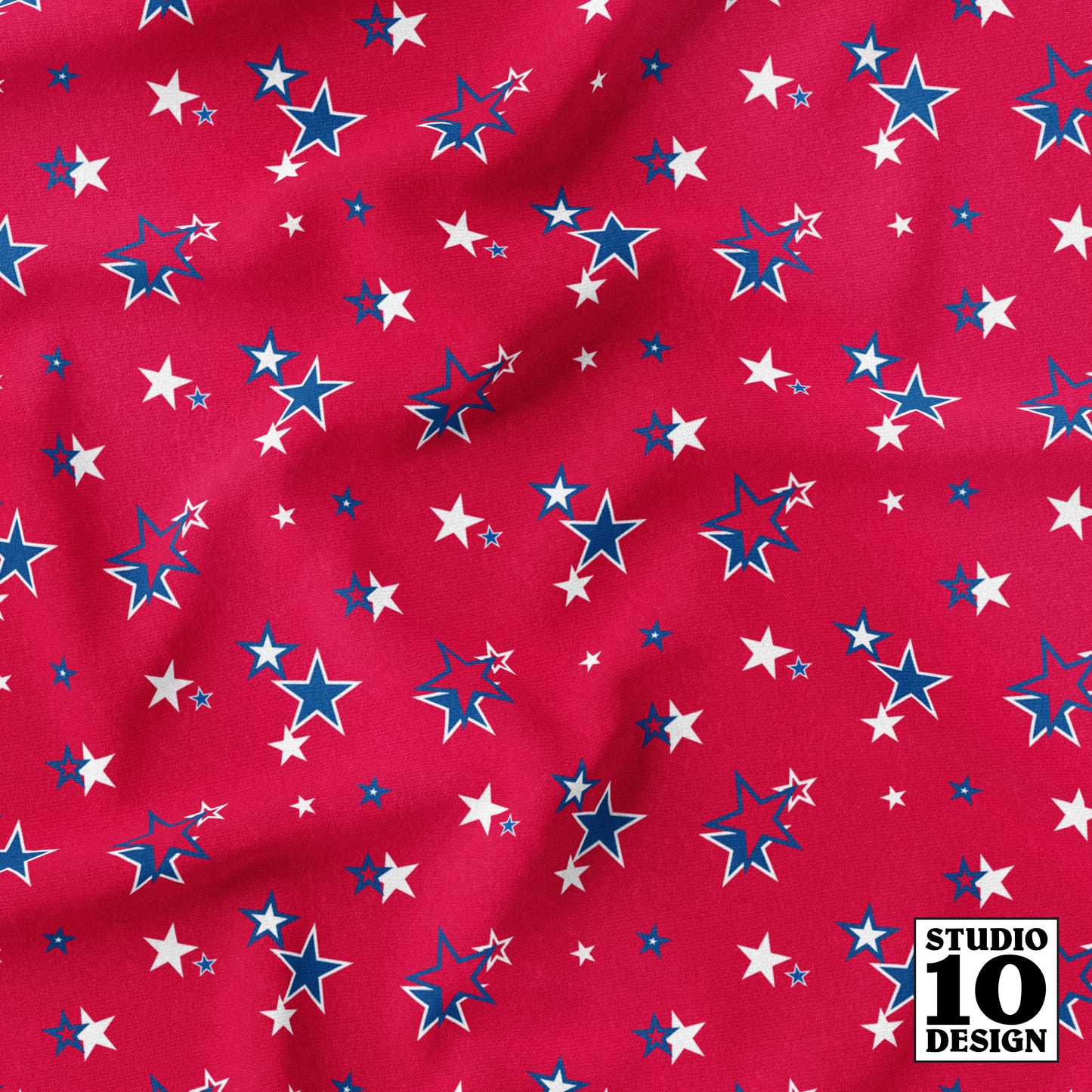 Americana Stars on Red Printed Fabric by Studio Ten Design