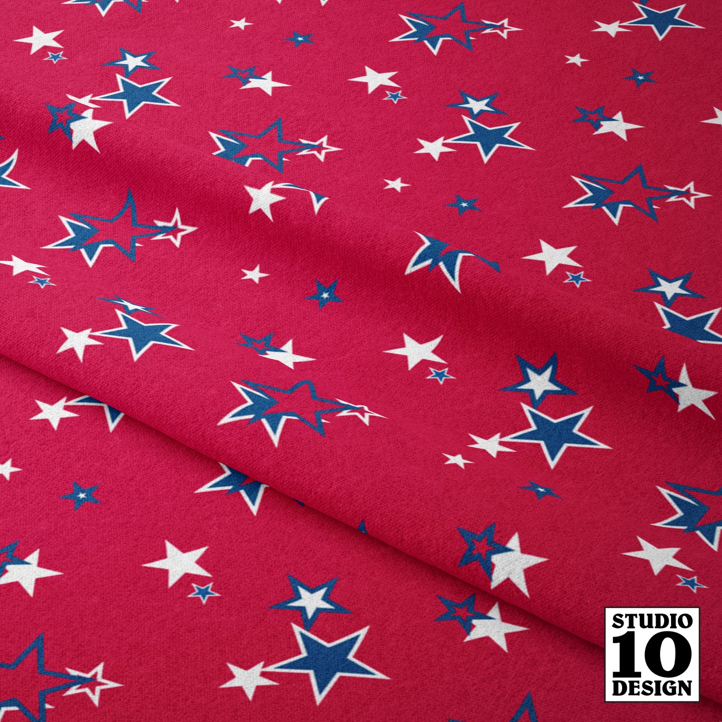 Americana Stars on Red Printed Fabric by Studio Ten Design