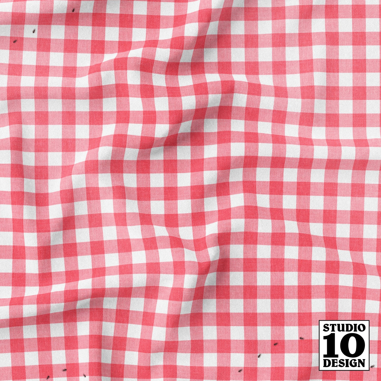 Ants at the Picnic, Red Gingham Printed Fabric by Studio Ten Design
