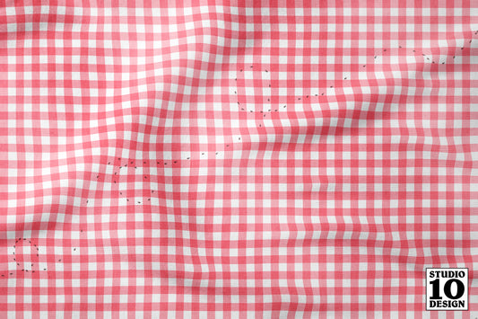 Ants at the Picnic, Red Gingham Printed Fabric by Studio Ten Design