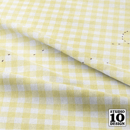 Ants at the Picnic, Yellow Gingham Printed Fabric by Studio Ten Design